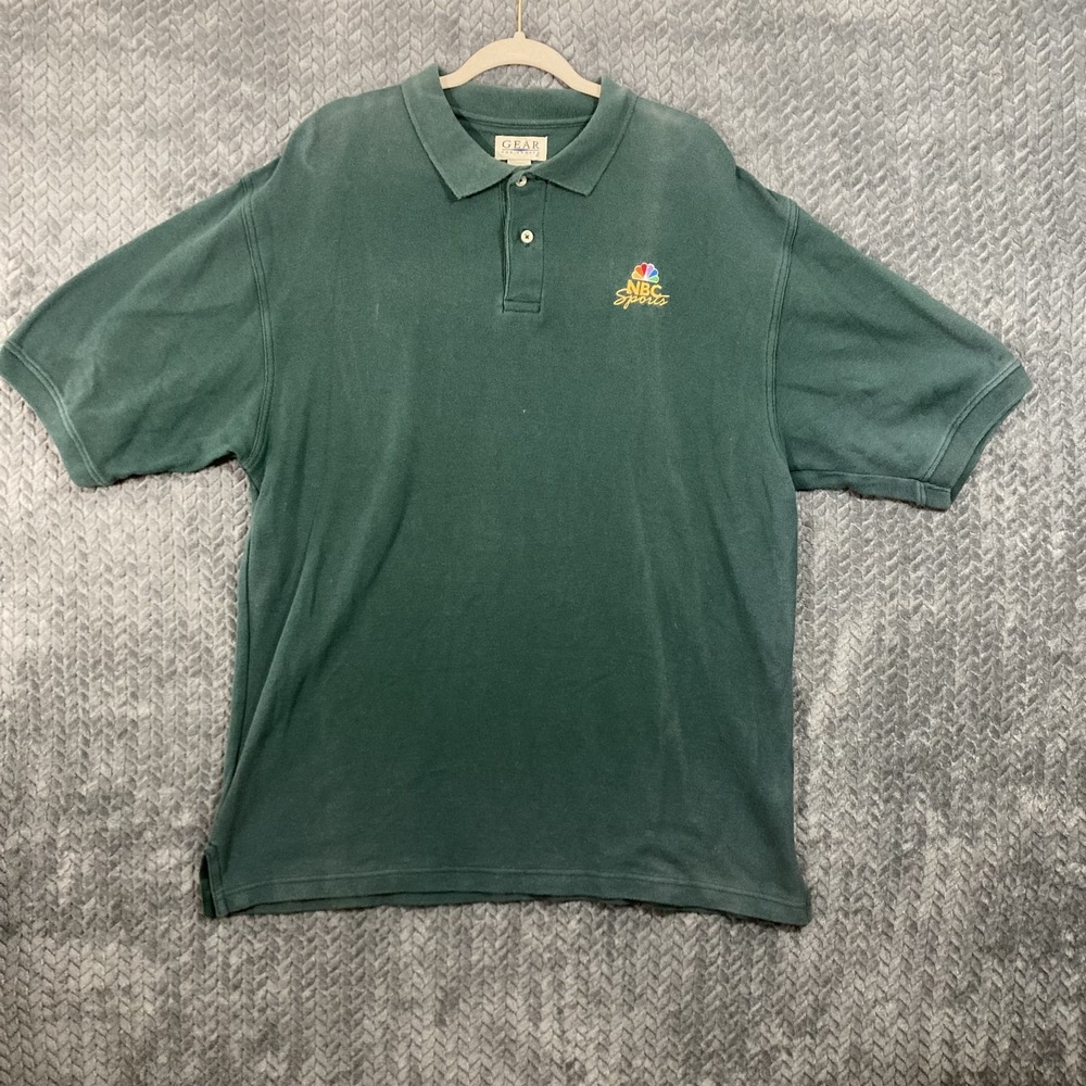 Vintage Gear For Sports NBC Sports Embroidered Polo Shirt Men's L Green VTG Rare